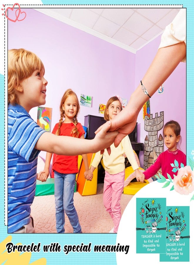 Highergo 12 Pcs Teacher Bracelets Bulk Teacher Appreciation Gifts for Women Men Blessing Card Adjustable Bracelets Teaching Wish Bangles for Thank You Appreciation Idea Gifts Graduation Birthday - Image 3